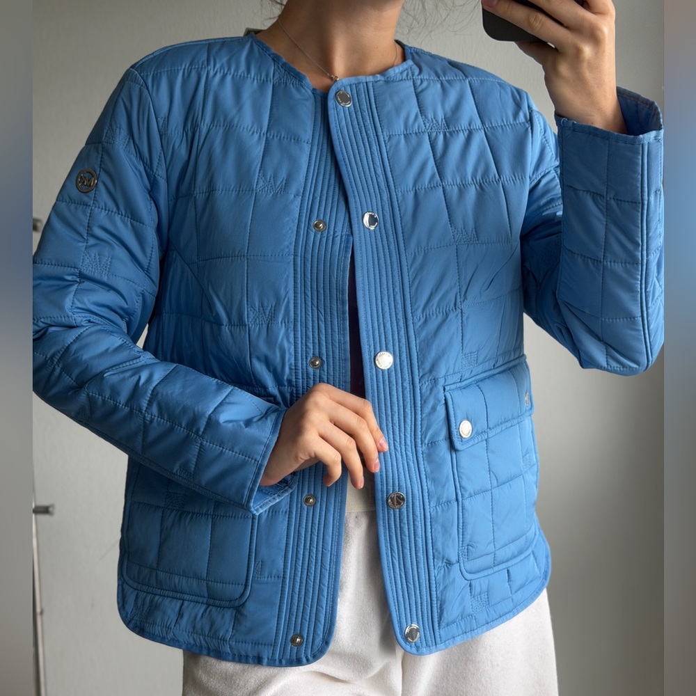 Michael Kors Sky Blue Quilted Snap-Front Jacket